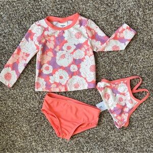 OshKosh B'gosh Coral and Purple Floral Kids Rashguard Set